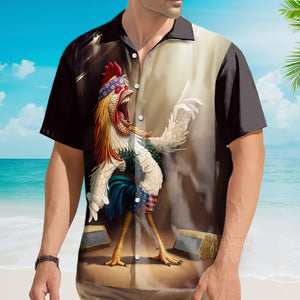 Rooster Chest Pocket Short Sleeves Casual Shirts Hawaiian Shirt