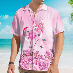 Breast Cancer Awareness Strong Girl And Rose Pink Hawaiian Shirts