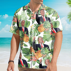 Custom Donald Trump Photo Tropical Style Hawaii Shirt