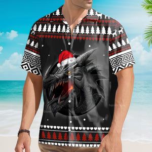 Dragon Merry Christmas Black And Red - Hawaiian Shirt