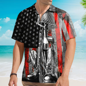 FamilyStore Veterans Memorial Day Red And Black - Hawaiian Shirt