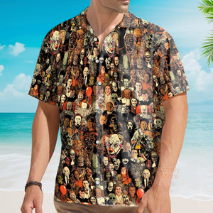 Horror Movie Characters Halloween Pattern Hawaiian Shirt