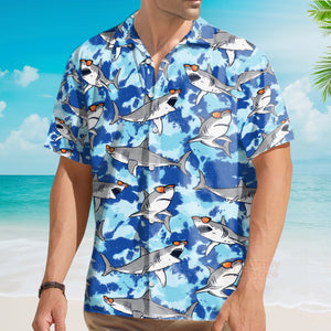 Tie Dye Sharks Wearing Sunglasses Hawaiian Shirt