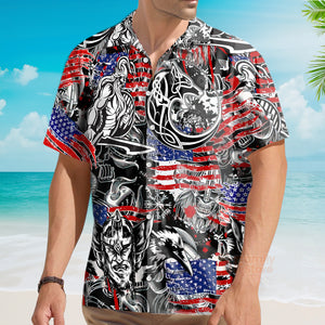 Viking Independence Day Odin Warrior And Wolf Hawaiian Shirt