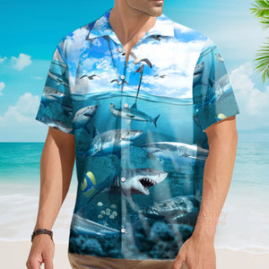 Shark Undersea Darkness Art Hawaiian Shirt