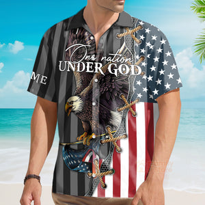 FamilyStore Custom Name One Nation Under God Jesus Christian 4 Of July - Personalized Hawaiian Shirt