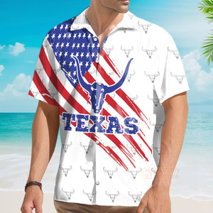 Texas Flag Longhorn Pattern Unique Texas Hawaiian Shirt