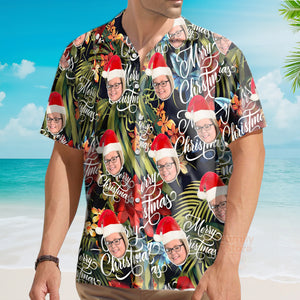 Men'S Custom Face Merry Christmas Hawaiian Shirts