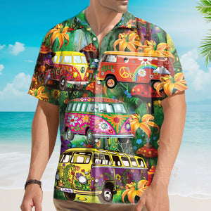 Hippie Bus Peace Life Colorful Style Hawaiian Shirt