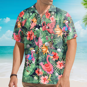 Golf Funny Flamingo Playing Golf Talk Birdie To Me - Hawaiian Shirt