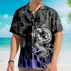 Dragon With Blue Flame Hawaiian Shirt