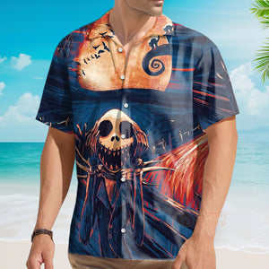 Halloween Oil Painting The Scream Skeleton Hawaiian Shirt