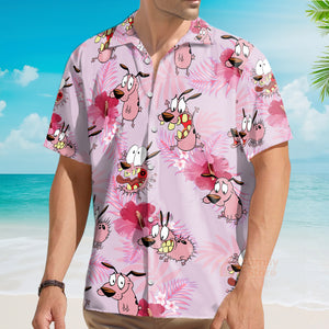 Courage The Cowardly Dog Floral Tropical Hawaiian Shirt