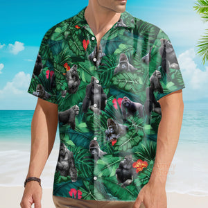 Gorilla Summer Short Sleeve Hawaiian Aloha Shirt