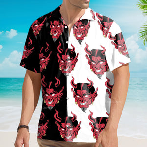 FamilyStore Red Oni Japan Mask Devil Aloha Hawaiian Shirts For Men & Women