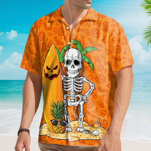 Halloween Hawaii Skeleton Surfing Hawaiian Shirt