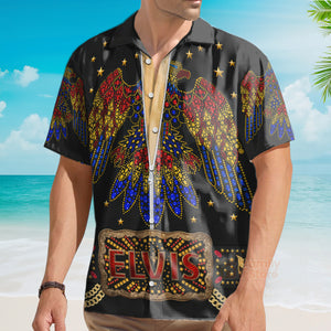 FamilyStore Elvis Aloha From Black Ground - Costume Cosplay Hawaiian Shirt