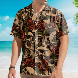 Skull Rose Men's Short Sleeve Shirt