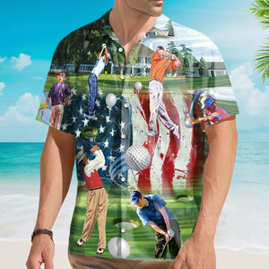 Golf Independence Day American Flag - Hawaiian Shirt