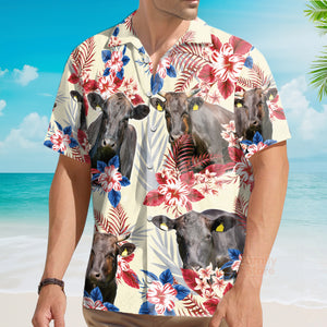 Wagyu Pattern US FLAG Hawaiian Shirt, Farm cow Hawaiian Shirt
