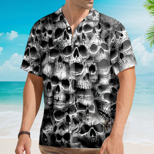 FamilyStore Spiral Twisted Skulls Printing Cuban Collar Carnival Hawaiian Shirt