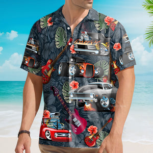 Hot Rod Guitar I Like Hot Rods And Guitars Hawaiian Shirt