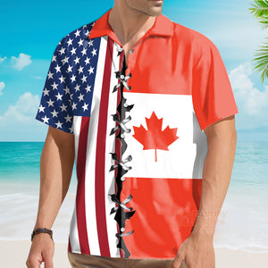 Canada Flag Red Aloha Hawaiian Shirts For Men And For Women