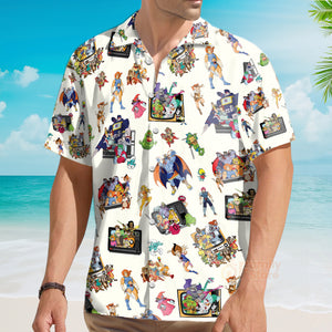 80S Famous Cartoon Characters Pattern Hawaiian Shirt