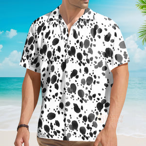 Dalmatian Dog Pattern Black And White Aloha Hawaiian Shirts For Men, Women