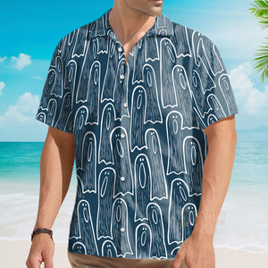 Men's Hawaiian Shirts Halloween Ghost Print Short Sleeve Shirt