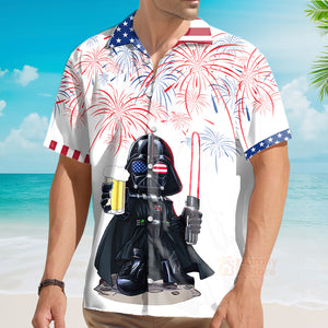Independence Day SW Darth Vader With Beer - Hawaiian Shirt
