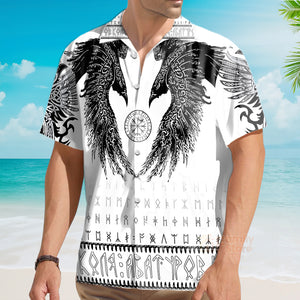 Viking Black Runic Raven Scandinavian Hawaiian Shirt