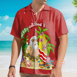 Merry Christmas Funny Santa On The Beach - Hawaiian Shirt