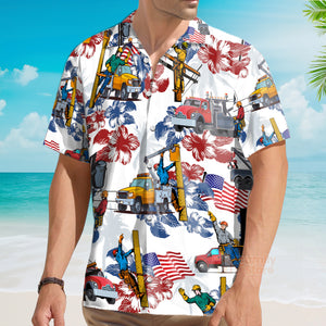 Lineman 4Th Of July Hawaiian Shirt