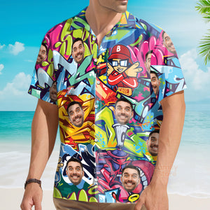 Personalized Colorful Graffiti Hip Hop Style Hawaiian Shirt