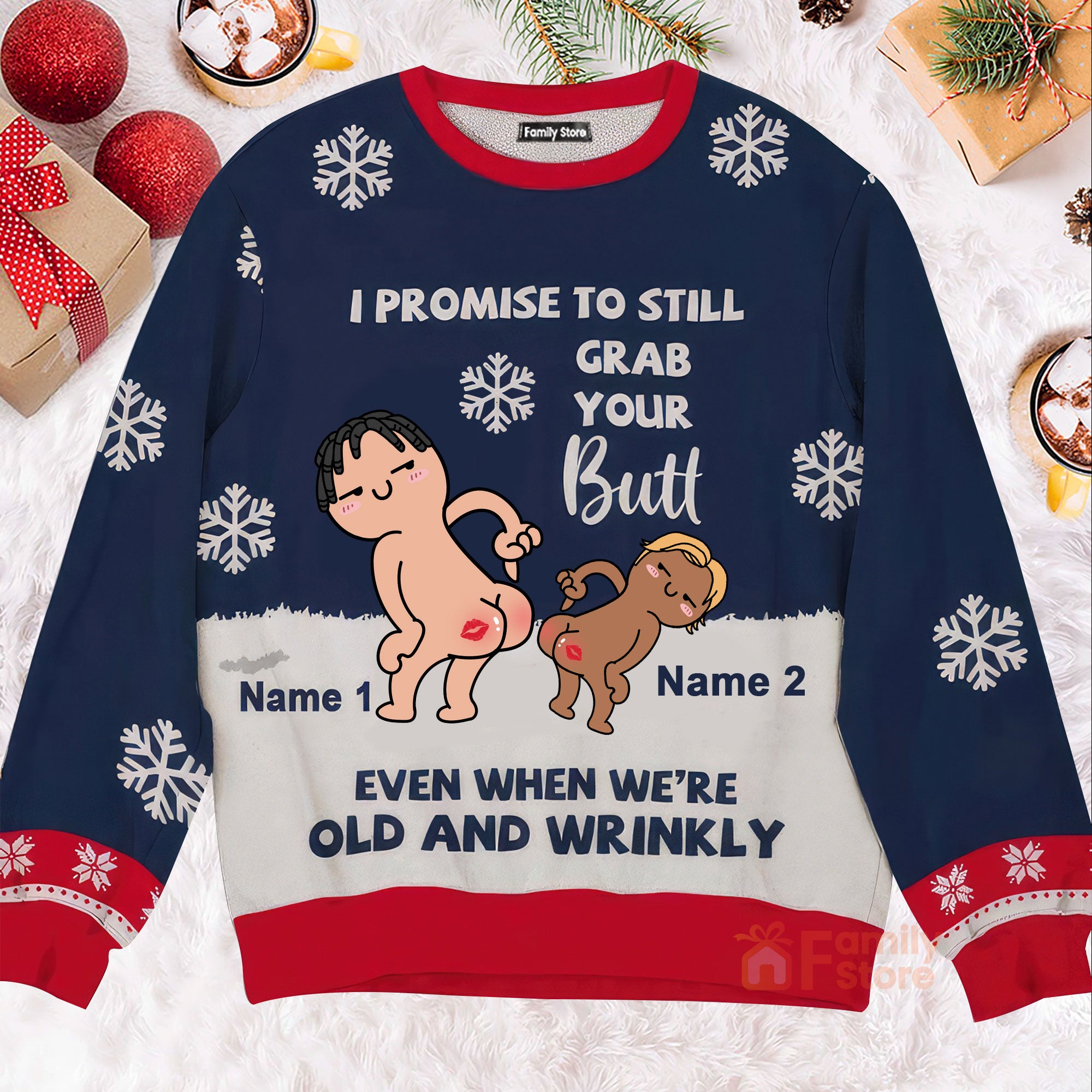 I Promise To Still Grab Your Butt - Personalized Ugly Sweatshirt - Gift For Couple, Husband Wife, Anniversary CL17 NH96