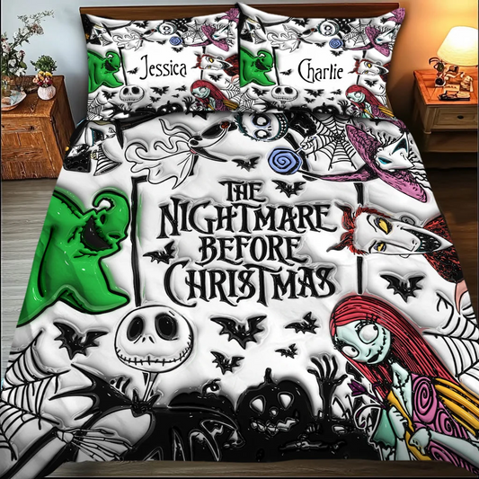 Spooky Before Christmas Custom Name Gift - Personalized Quilt Bedding Set HH01
