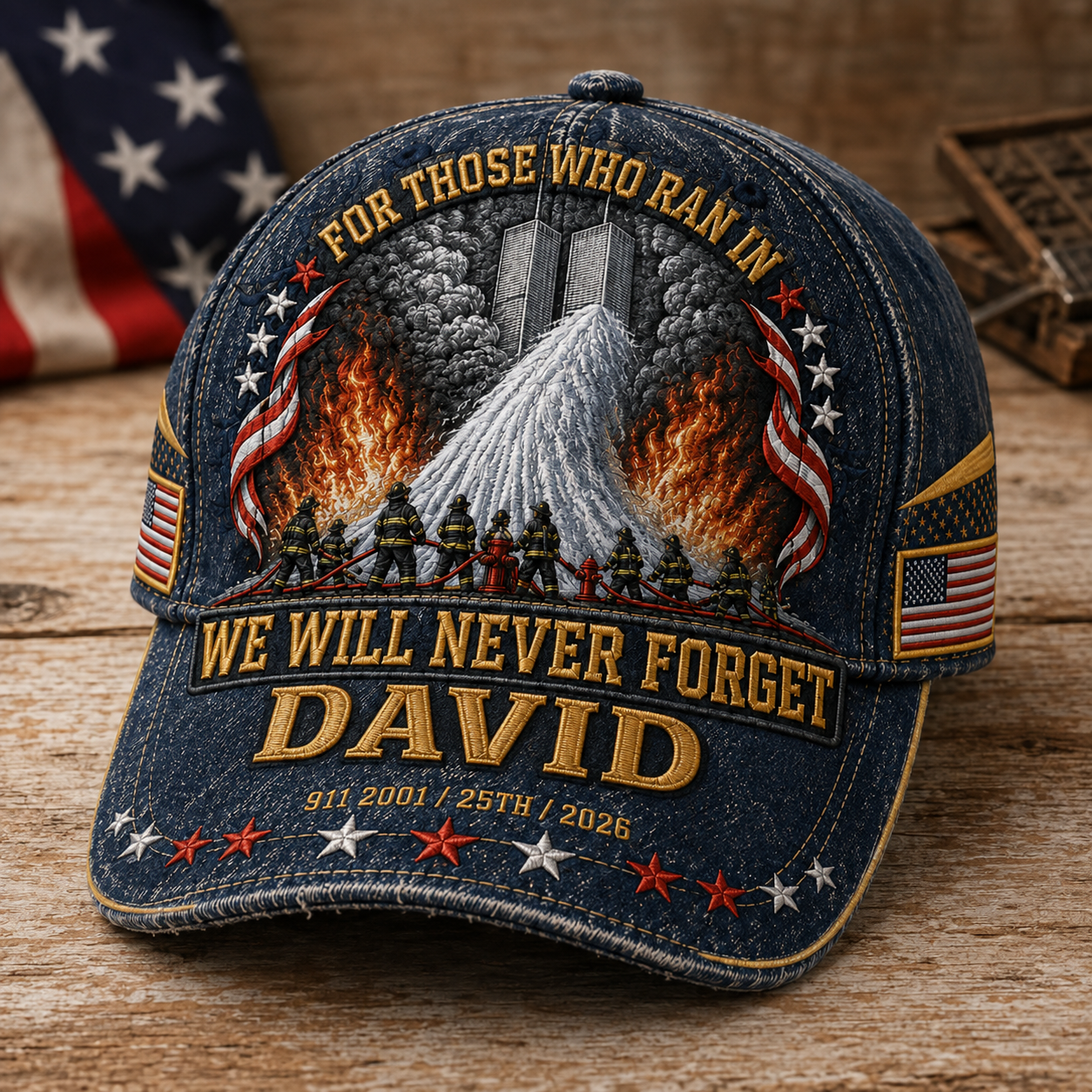 September 11 We Will Never Forget Memorial Firefighter Heroes - Personalized Classic Cap
