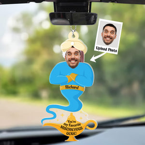 Custom Photo You'e My Favorite Mischievous Genie - Funny Gift For Boy Friend, Couples - Personalized Car Hanging Ornament - NA94