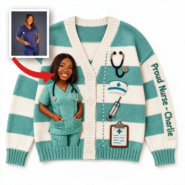 Custom Proud Nurse Life Gift for Healthcare Professionals Casual Work Wear - Personalized Nurse Cardigan