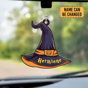 Custom Name Magic Trick Magic Hat Witch Funny Halloween - Personalized Car Hanging Ornament - NA94