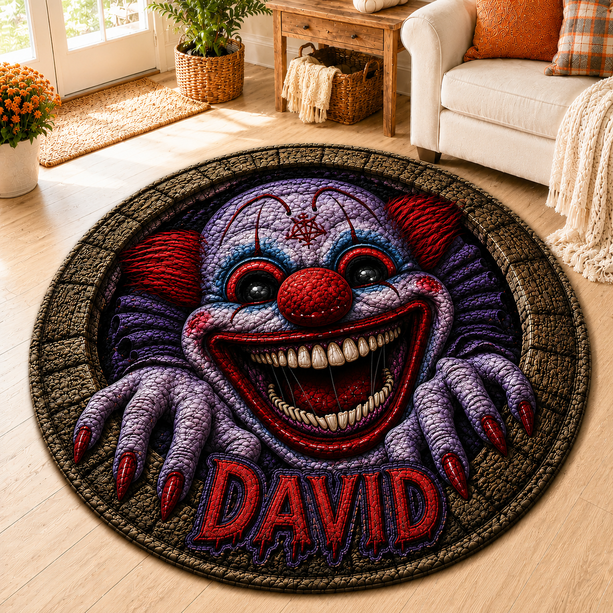 Scary Clown 3D Halloween Horror Spooky Porch Decor - Personalized Shape Doormat