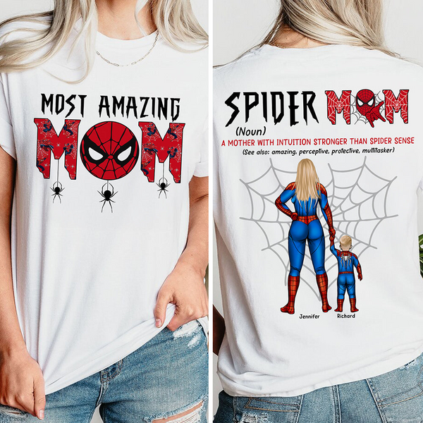 Amazing Intuitive Spider Mom - Personalized Shirt 2 Side - Gift For Mom