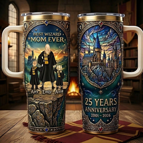 HaPo Best Wizard Mom Ever Celebrate 25 Years Of Magic - Personalized Tumbler - Gifts For Mom
