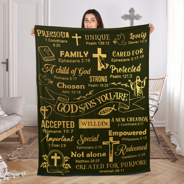 God Says You Are - Personalized Fleece Blanket TD118