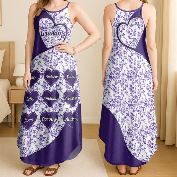 Grandma Mom Toile De Jouy -Personalized Maxi Dress - Gift For Mom, Grandma HN02