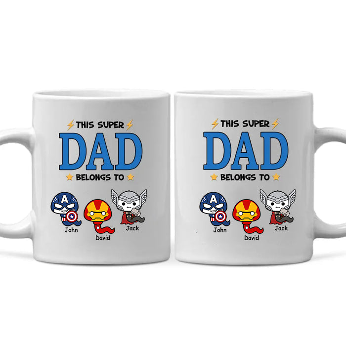 This Super Dad Belongs To Super Hero - Gift For Dad - Personalized Ceramic Mug