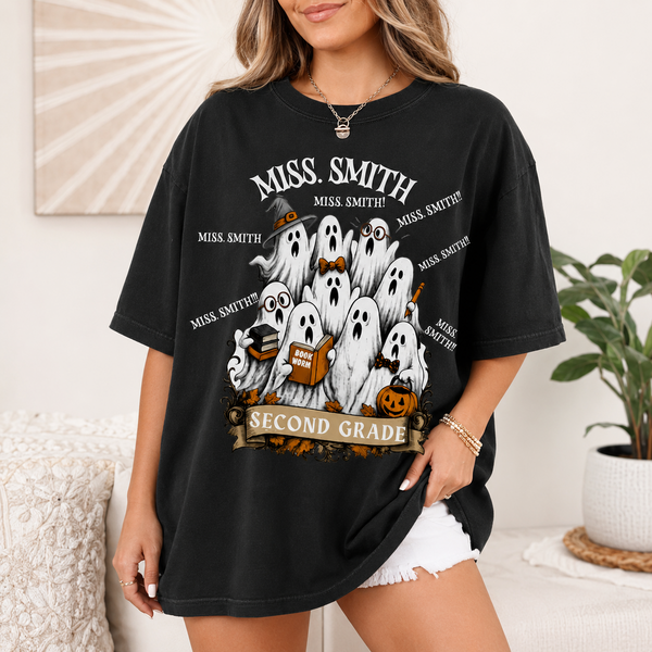 Funny Halloween Ghost Teacher Name Grade - Personalized Shirt - Gifts For Teacher