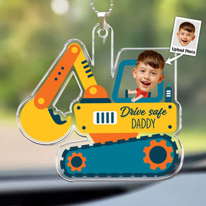 Custom Photo Drive Car, Bulldozer, Boat Funny Trip But Keep You Safe - Gift For Dad, Mom - Personalized Car Hanging Ornament - NA94