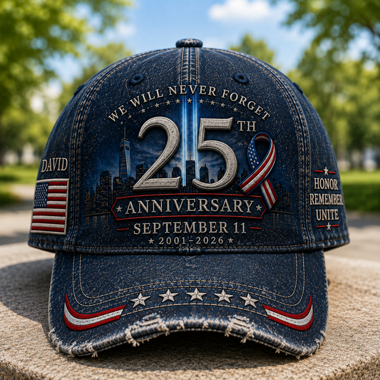 September 11 Memorial 25th Anniversary We Will Never Forget Patriot Day - Personalized Classic Cap